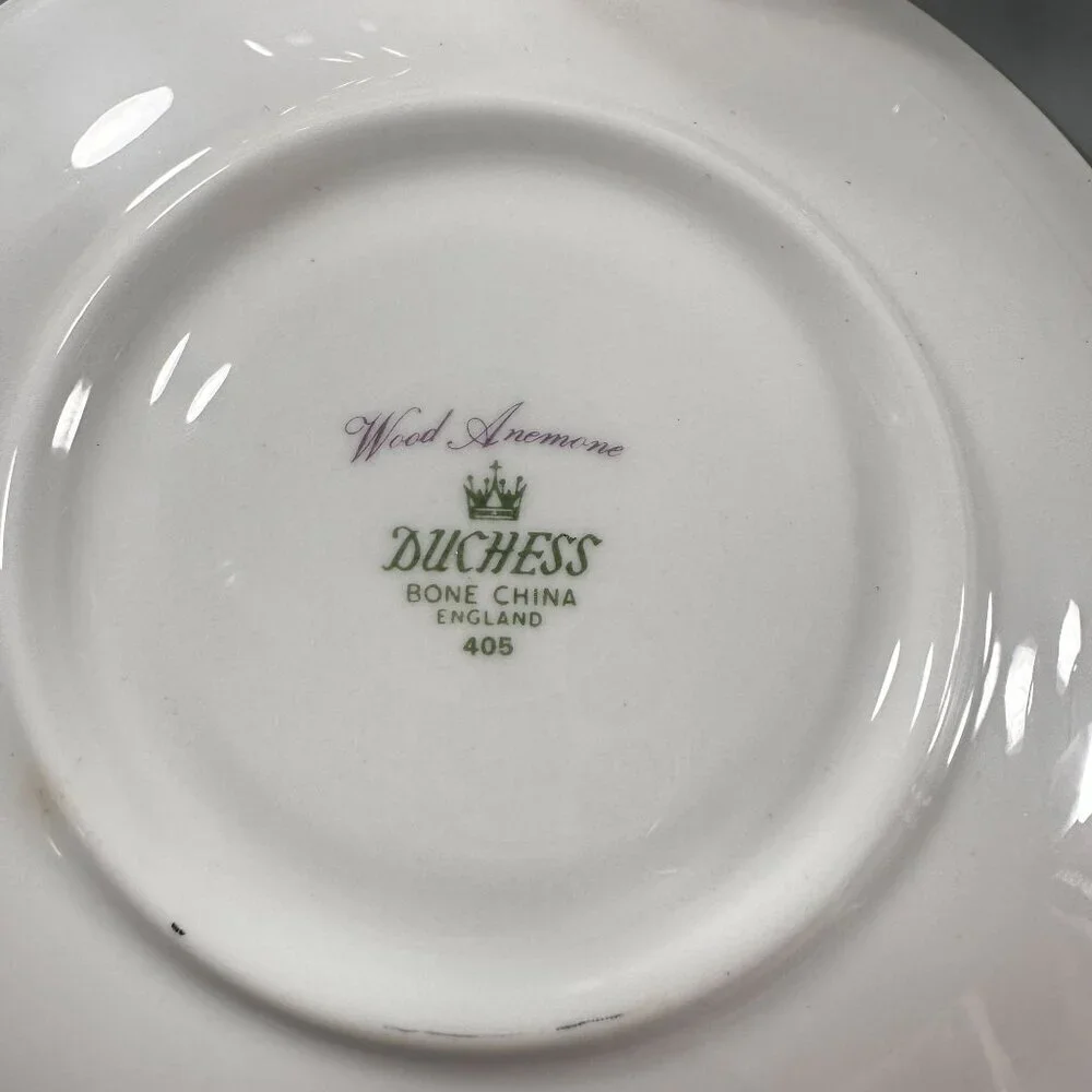 Duchess Wood Saucer Anemone Vintage Bone China Purple Floral England 405